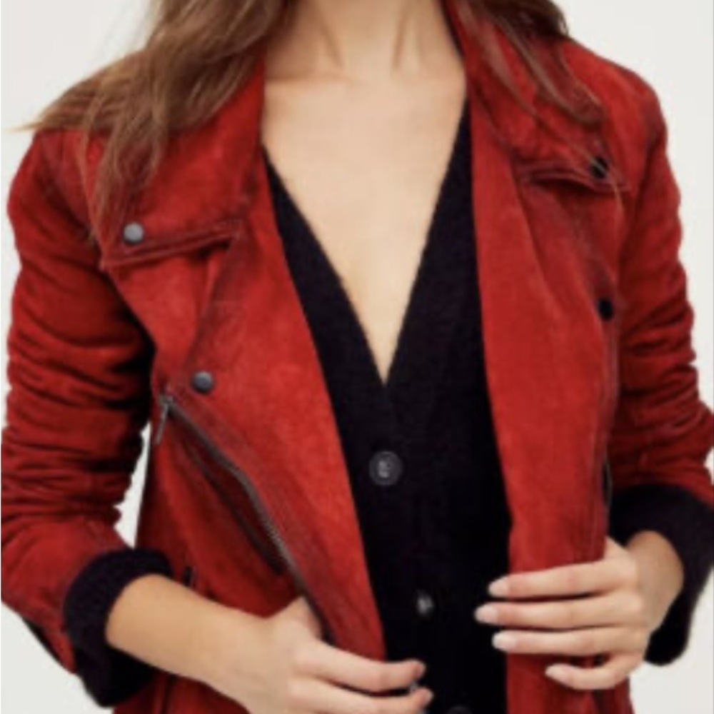 We The Free Jealousy Red Leather Jacket